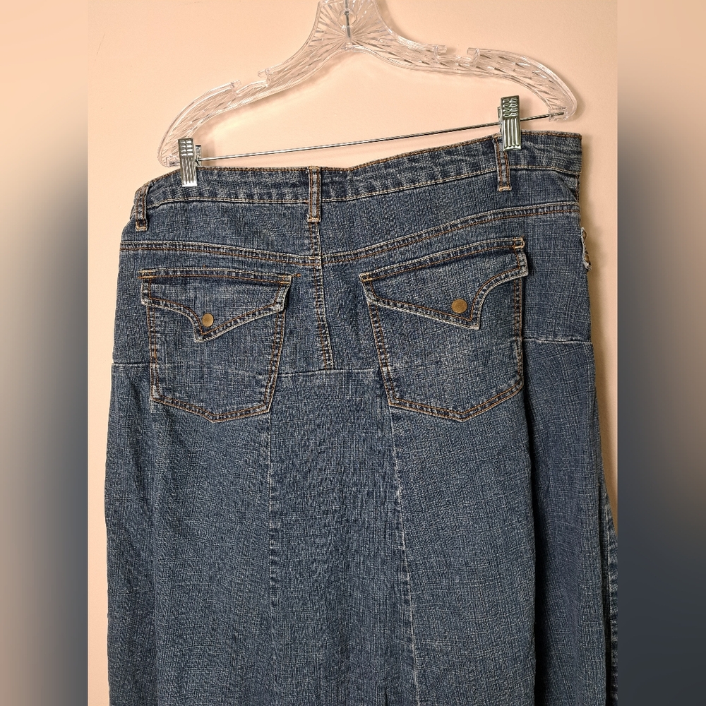 BACCINI Denim Skirt Jeans Skirt Maxi Flare Size 14 - Picture 8 of 15